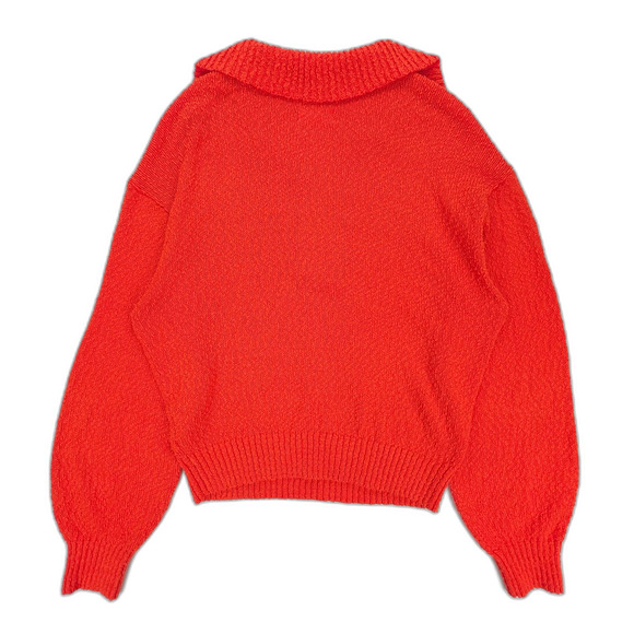 NEW Anthropologie Maeve V-Neck Polo Sweater Hot Lava French Girl Old Money Boho - Picture 5 of 6